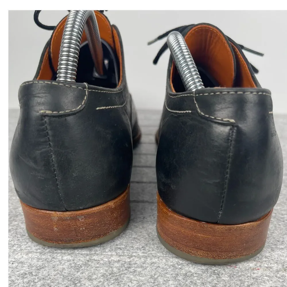 Van Lier‎ men's classic black oxford dress shoes size 10, contrast stitching